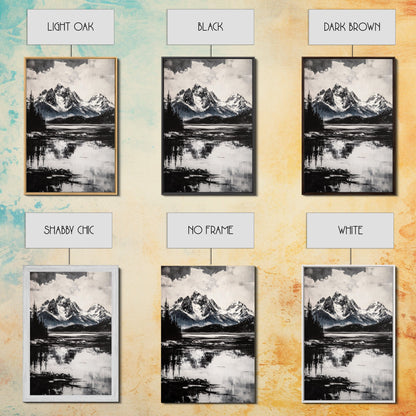 Serene Lake, Black and White Art, Nature Wall Decor, Minimalist Art, Wilderness Painting, Tranquil Wall Art, Modern Home Decor, Canvas Print