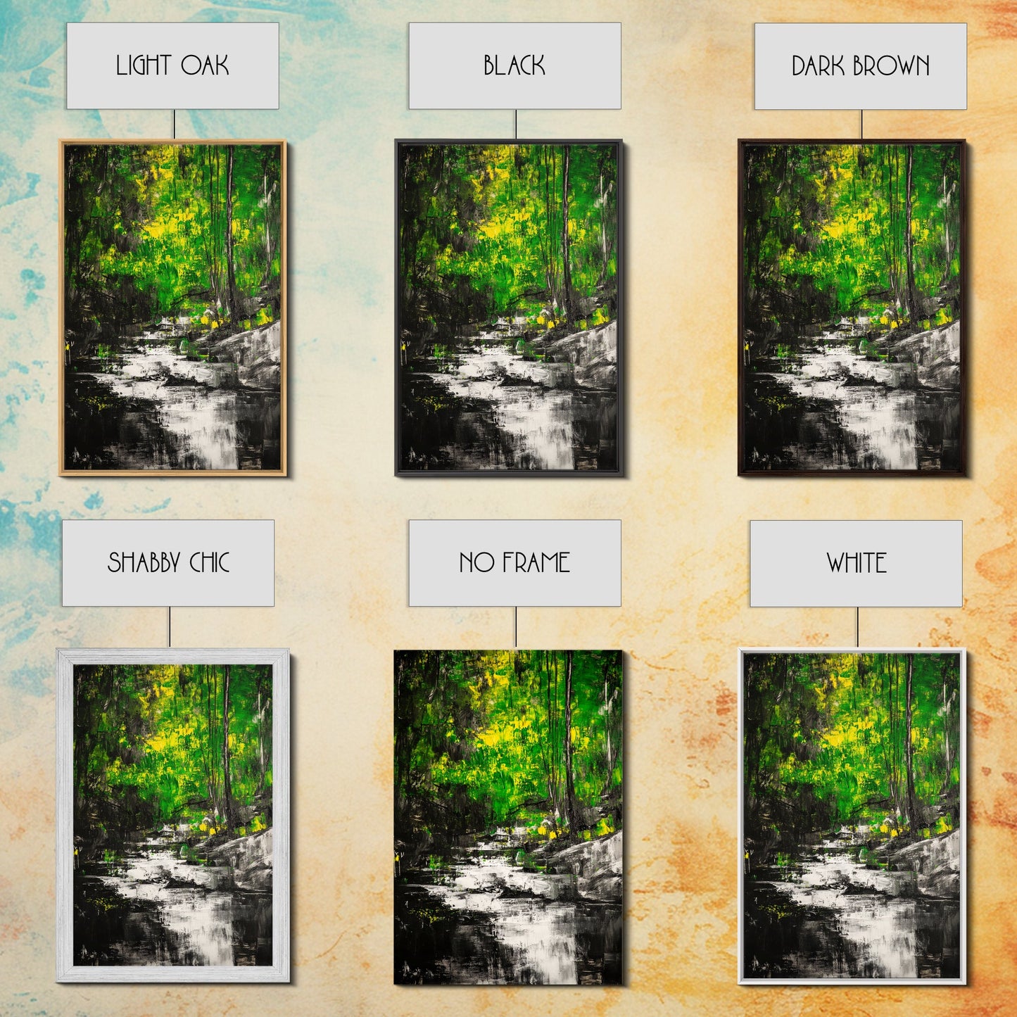 Woodland Stream, Nature Inspired, Green Forest, Serene Wall Art, Minimalist Landscape, Tranquil Home Decor, Large Wall Art, Canvas Print