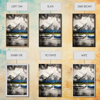 Mountain Reflections, Ice Peaks, Nature Landscape, Serene Wilderness, Canvas Print, Adventure Art, Cabin Decor, Living Room Wall Art