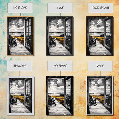 Porch View, Relaxing Landscape, Rustic Home Art, Lake House Decor, Cabin Wall Art, Nature Lover Gift, Canvas Print, Cozy Atmosphere