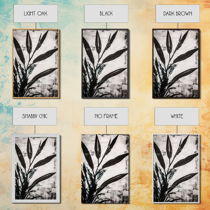 Minimalist Leaves, Monochrome Plant Art, Botanical Wall Decor, Neutral Home Art, Black and White Nature, Framed Canvas Print, Gift Idea