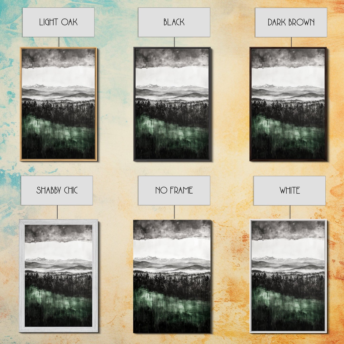 Misty Mountains, Moody Wall Art, Rustic Home Decor, Cabin Wall Art, Neutral Aesthetic, Black and White, Framed Canvas Print