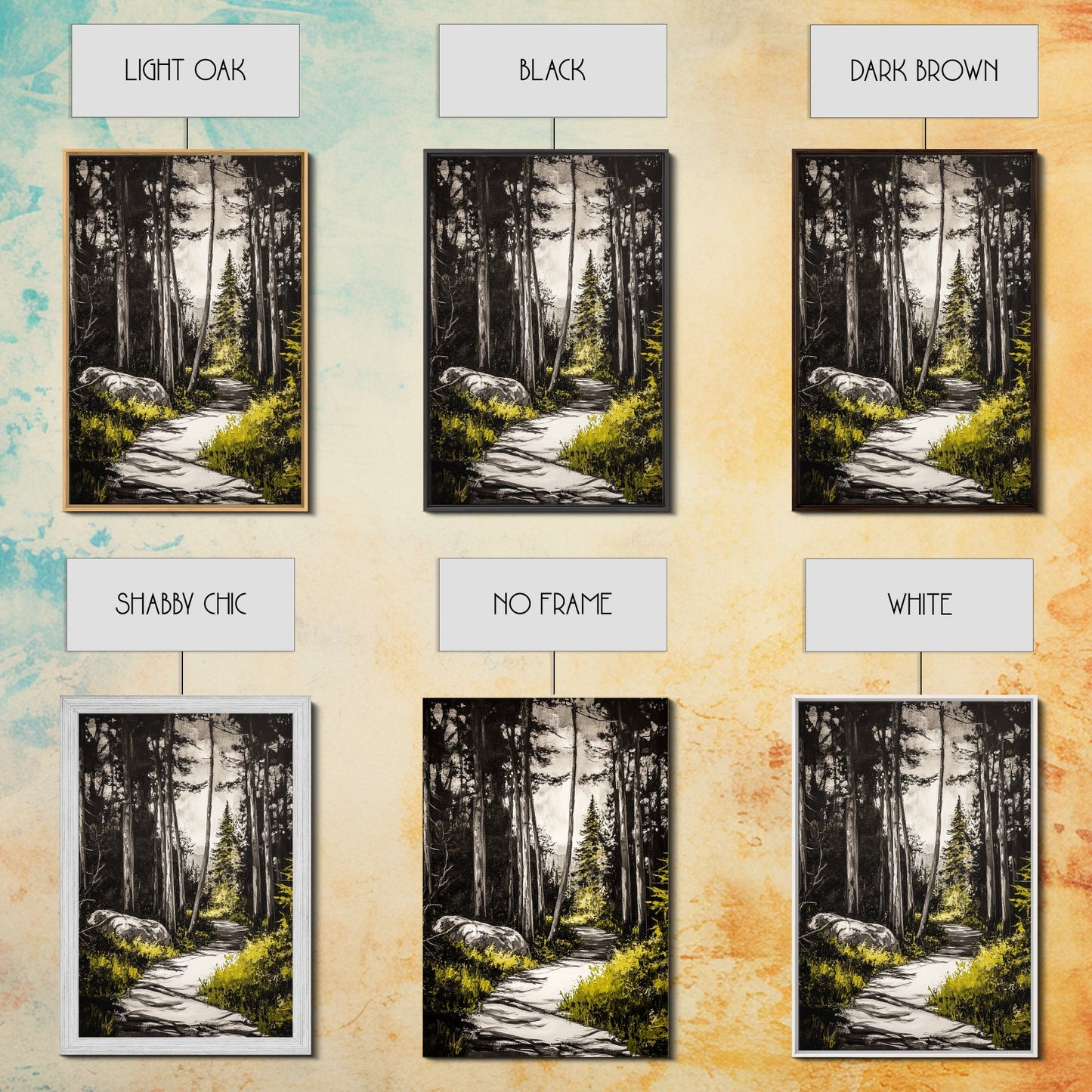 Sunlit Trail, Forest Path, Nature Landscape, Canvas Print, Woodland Wall Art, Minimalist Art, Living Room Decor, Fall Aesthetic