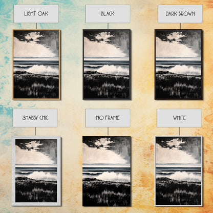 Black and White Ocean, Stormy Seascape, Dramatic Waves, Moody Wall Art, Coastal Home Decor, Canvas Print, Modern Beach House Art