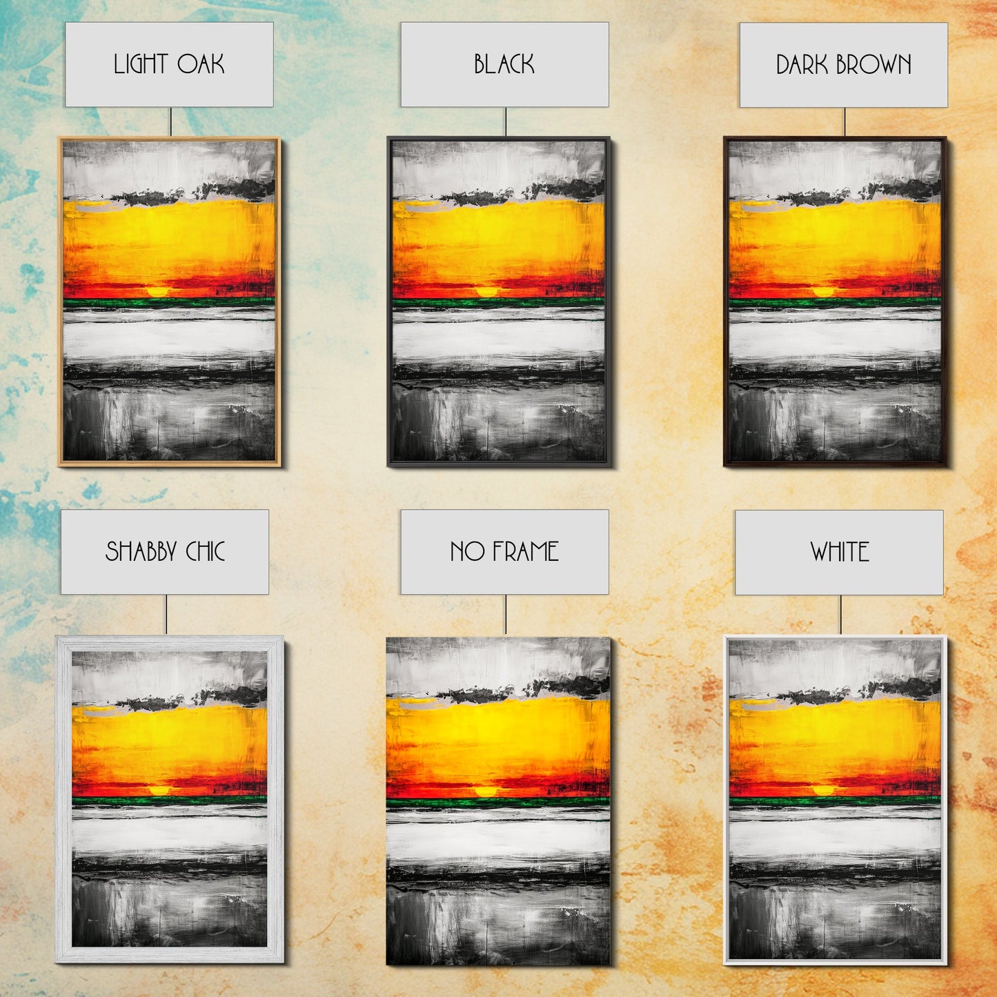 Vibrant Sunset, Bold Abstract, Modern Wall Art, Framed Canvas Print, Large Statement Art, Warm Color Palette, Bedroom Wall Art, Minimalist