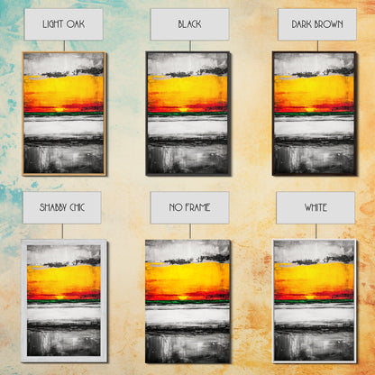 Vibrant Sunset, Bold Abstract, Modern Wall Art, Framed Canvas Print, Large Statement Art, Warm Color Palette, Bedroom Wall Art, Minimalist