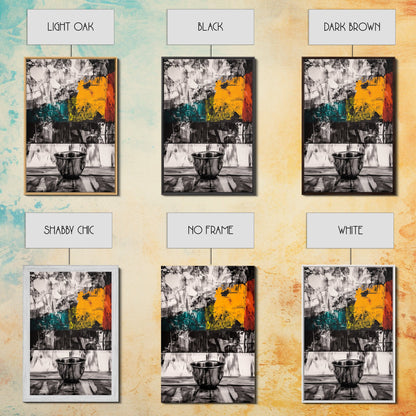 Metal Bowl, Industrial Kitchen Art, Abstract Still Life, Black and White Wall Decor, Modern Framed Canvas Print, Minimalist Aesthetic