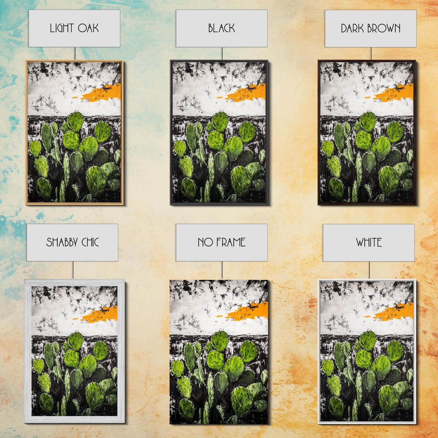 Cactus Art, Desert Scene, Framed Canvas Print, Southwest Wall Art, Boho Home Decor, Minimalist Nature Art, Living Room Statement Piece