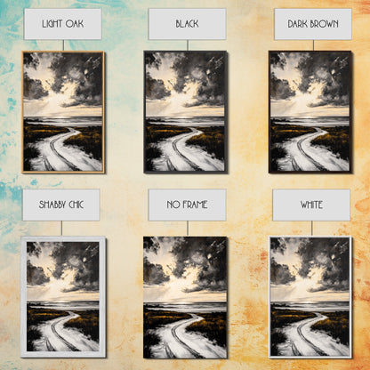 Coastal Sunset, Beach Landscape, Framed Canvas Print, Serene Ocean Art, Golden Hour Painting, Nature Wall Art, Boho Bedroom Decor