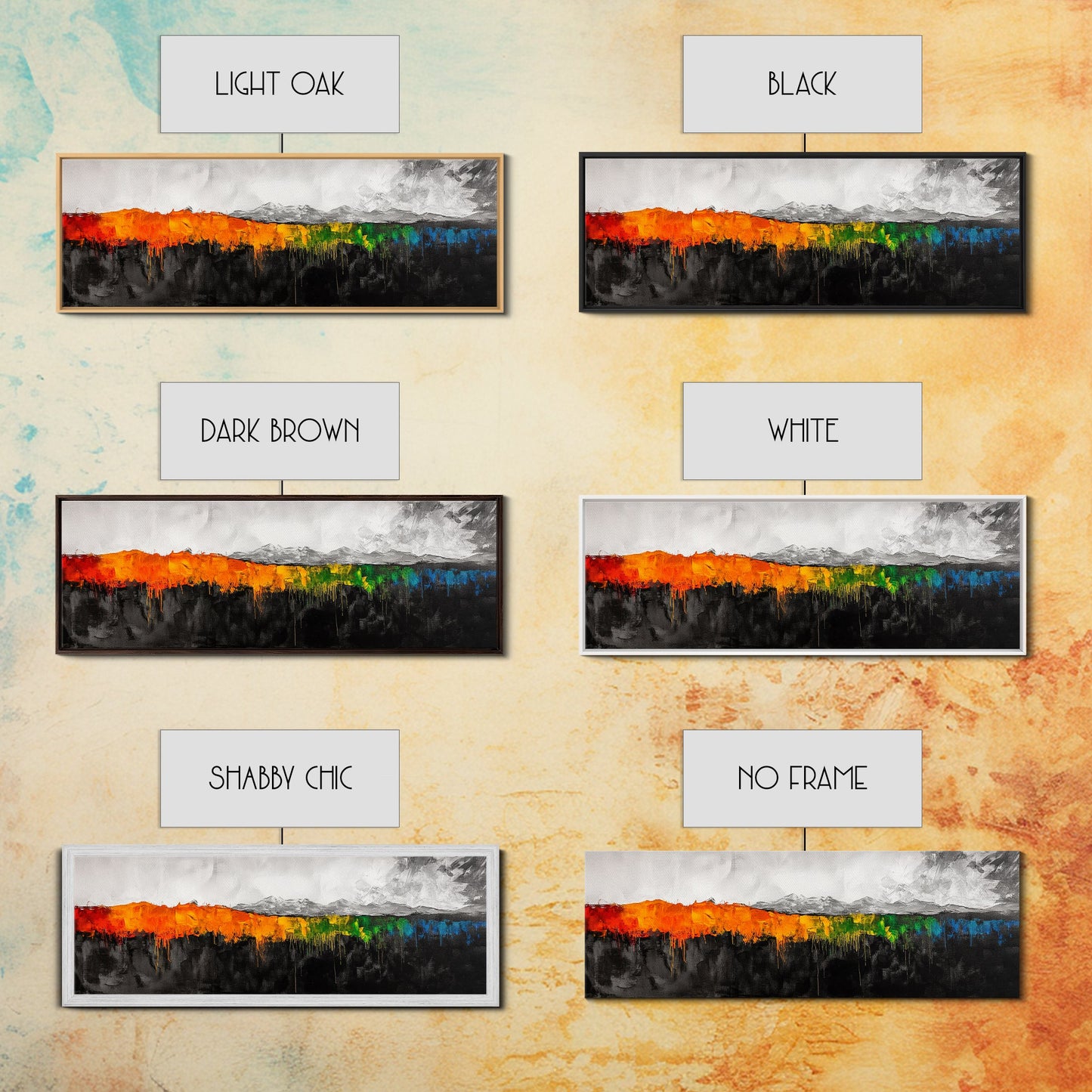 Abstract Mountain Art, Bold Colorful Landscape, Modern Expressionist Painting, Autumn Decor, Framed Canvas Print, Dining Room Art