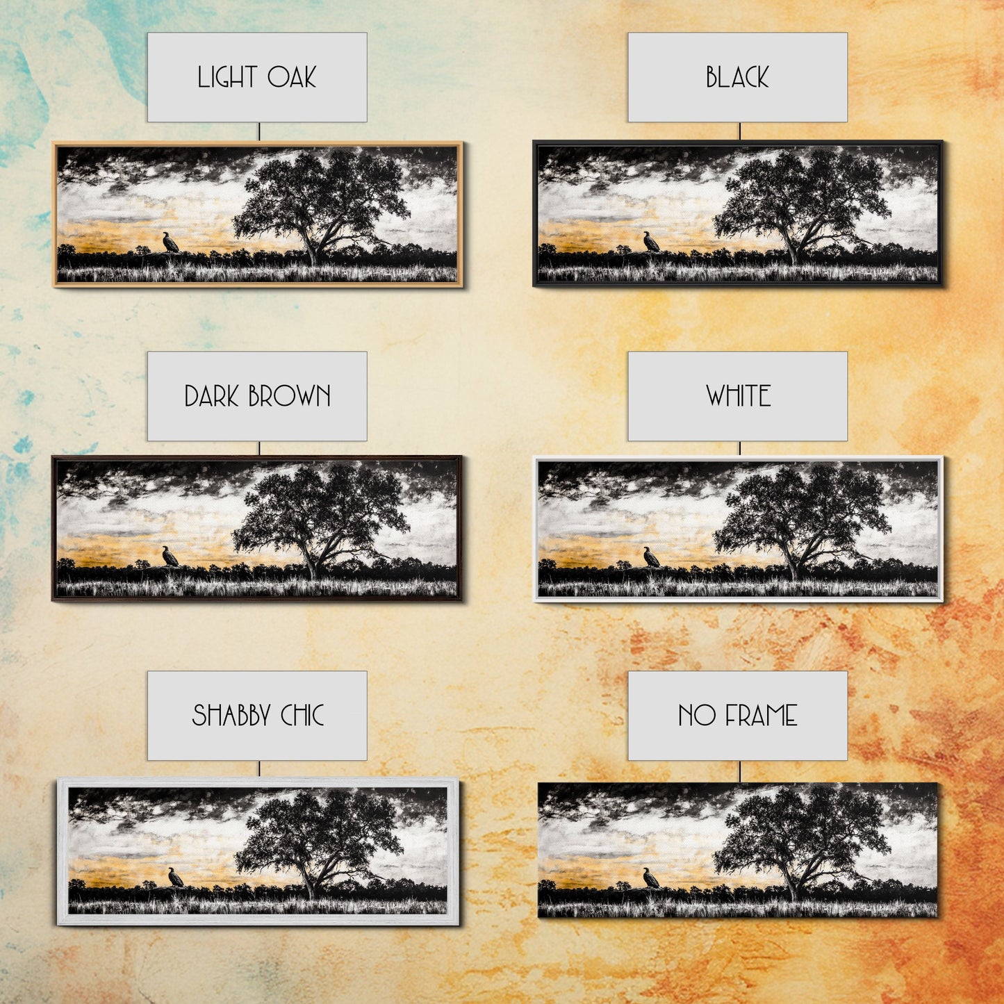 Lone Eagle and Tree, Dramatic Sunset Art, Wildlife Wall Decor, Rustic Nature Print, Framed Canvas Print, Office or Living Room Art