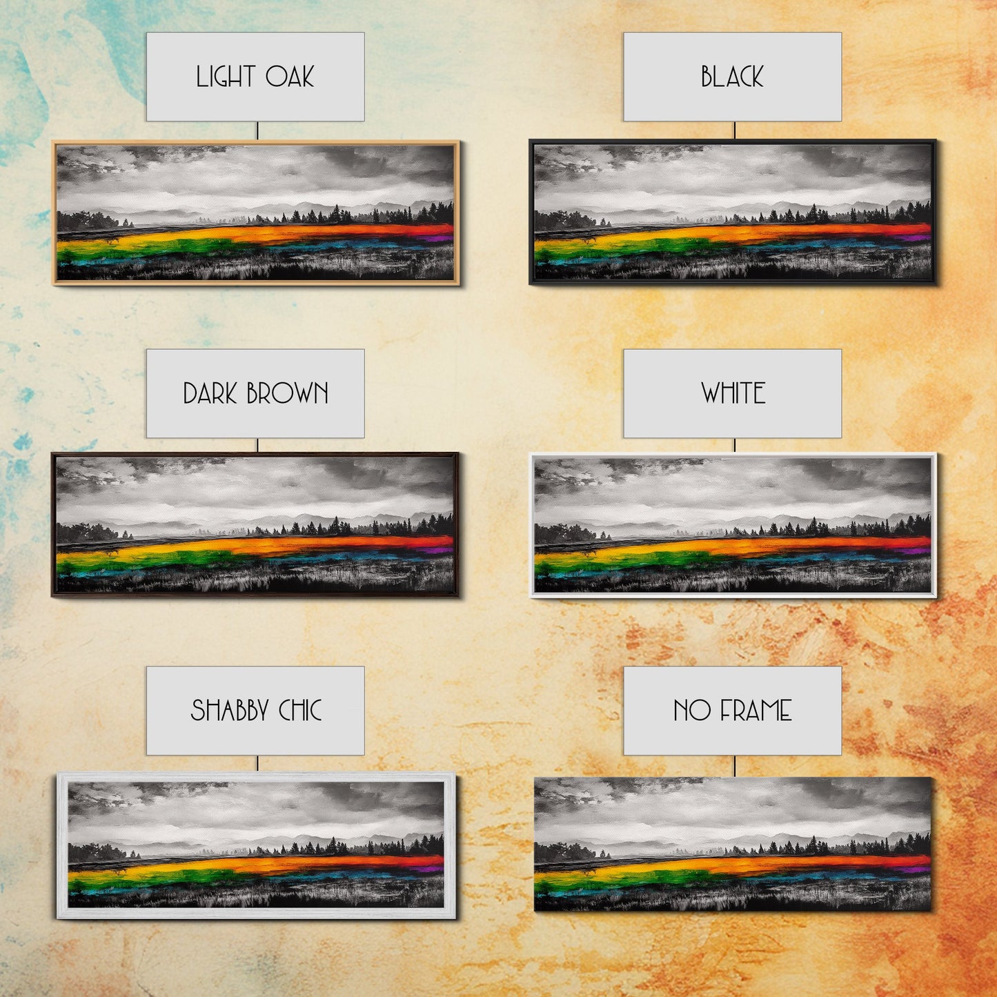 Autumn Colorful Meadow, Vibrant Landscape Art, Fall Home Decor, Modern Impressionist Style, Framed Canvas Print, Entryway Wall Art