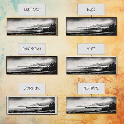 Misty Mountains, Monochrome Landscape, Nature Wall Art, Canvas Print, Scenic Home Decor, Adventure Lover Gift, Black and White Art