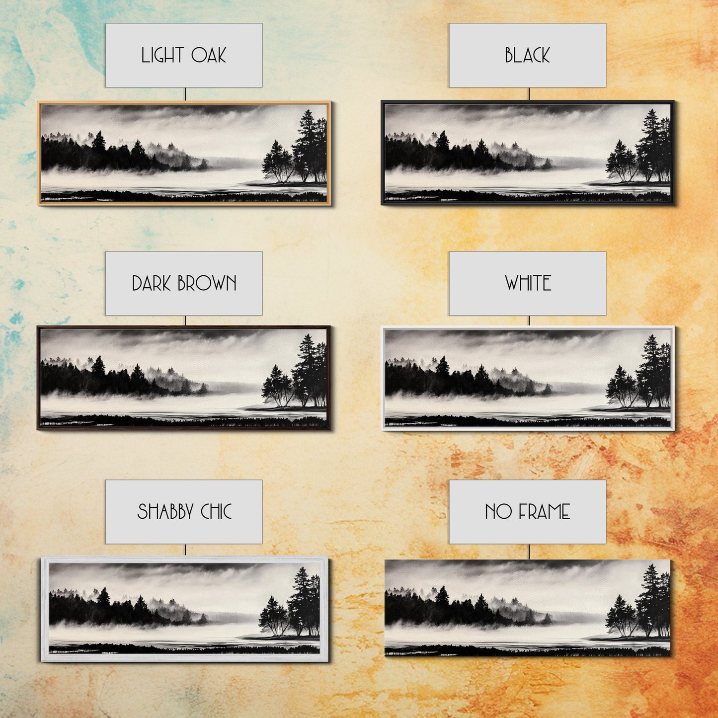 Foggy Forest, Minimalist Landscape, Nature Lover Wall Art, Framed Canvas Print, Calm and Serene Decor, Woodland Theme, Cozy Home Art