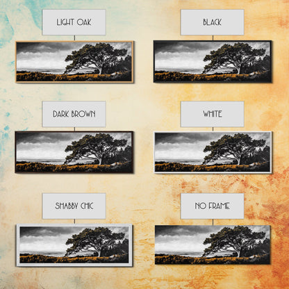 Lone Tree, Coastal Landscape, Nature Painting, Dramatic Sky, Canvas Print, Serene Wall Art, Living Room Decor, Zen Artwork