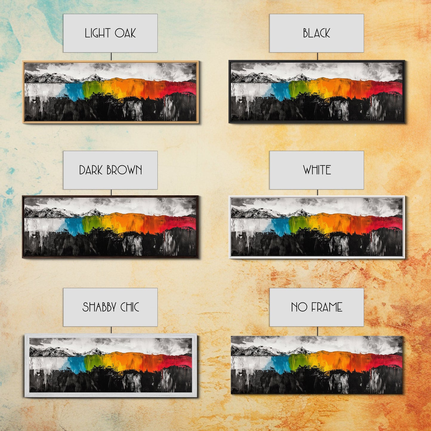 Bold Landscape, Modern Abstract Art, Colorful Mountain Scene, Black and White Contrast, Nature Inspired Home Decor, Canvas Print