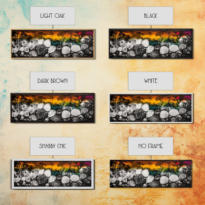 Abstract Stones, Modern Art, Vibrant Wall Decor, Canvas Print, Black White Orange, Office Art, Contemporary Home Decor, Large Wall Art