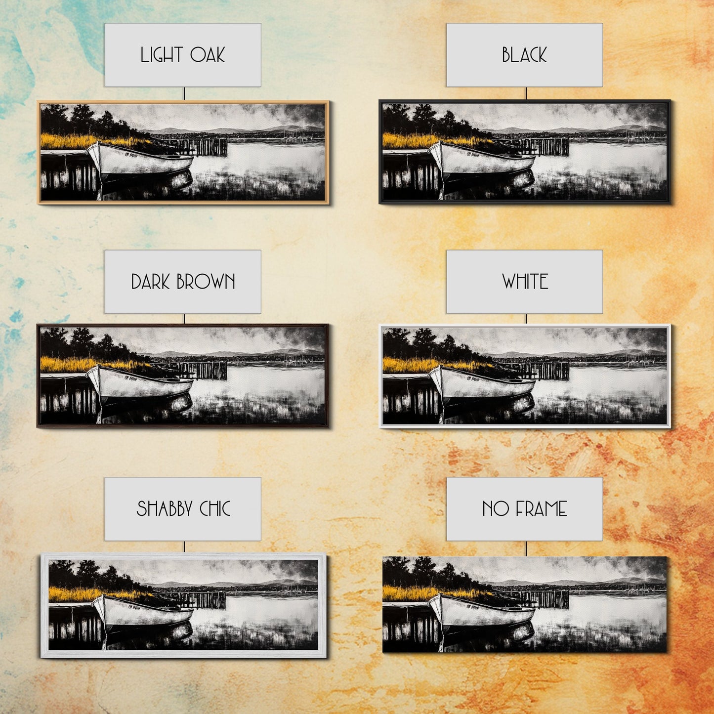 Rustic Boat, Black and White, Nautical Wall Art, Coastal Home Decor, Lake House Art, Large Wall Art, Framed Canvas Print, Living Room Art