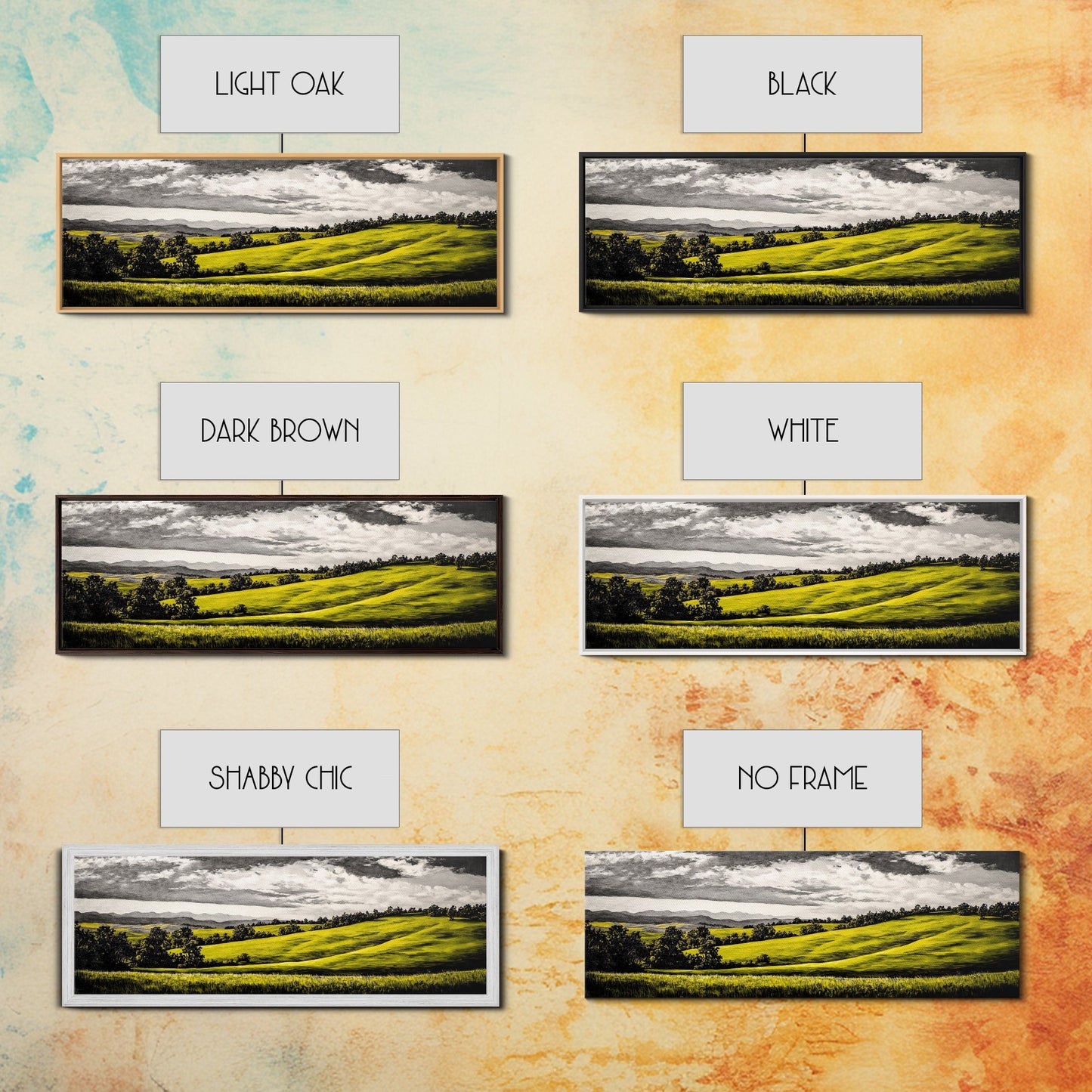 Rolling Hills, Countryside Landscape, Green Fields, Framed Canvas Print, Rural Wall Art, Nature Scene, Pastoral Painting, Home Office Art