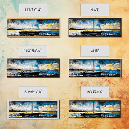 Sailboat, Nautical Wall Art, Ocean Sunset, Framed Canvas Print, Coastal Decor, Maritime Painting, Large Wall Art, Serene Water Scene