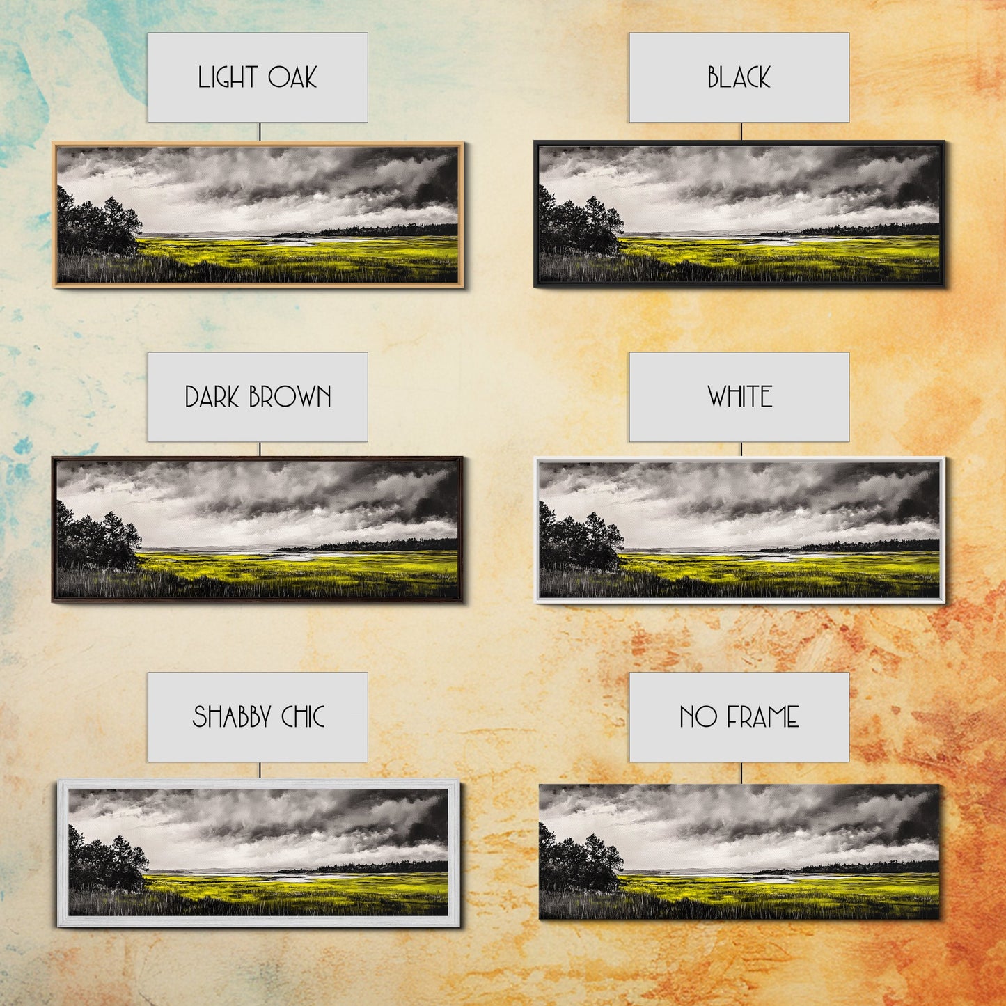 Marshland Storm, Nature Landscape, Canvas Print, Black and White Wall Art, Moody Home Decor, Living Room Artwork, Dramatic Painting, Rustic Style