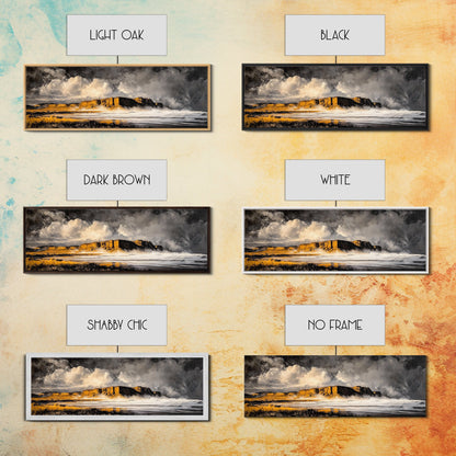 Mountain Coastline, Ocean Waves, Dramatic Sky, Canvas Print, Rugged Seascape Painting, Nature Wall Art, Living Room Accent Piece