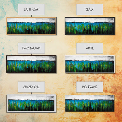 Ocean Grass, Coastal Wall Art, Blue Green Abstract, Framed Canvas Print, Beach House Decor, Serene Art, Minimalist Seascape, Tranquil Home Decor