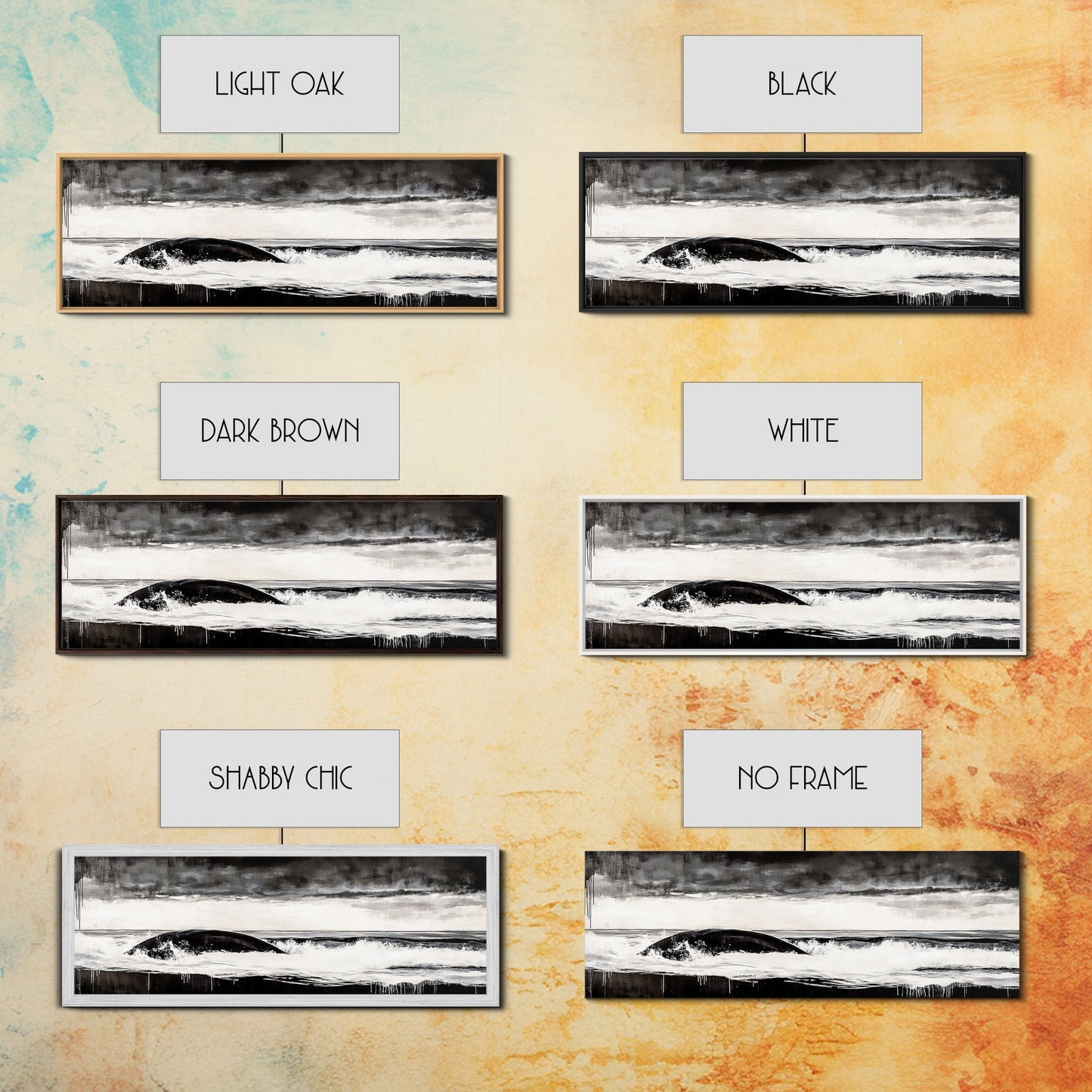 Ocean Wave, Moody Seascape, Black and White Art, Framed Canvas Print, Stormy Water, Coastal Home Decor, Nautical Wall Art, Large Statement Piece