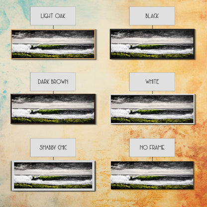 Ocean Wave, Coastal Wall Art, Black and White Print, Framed Canvas Print, Nautical Decor, Surf Art, Modern Home Decor