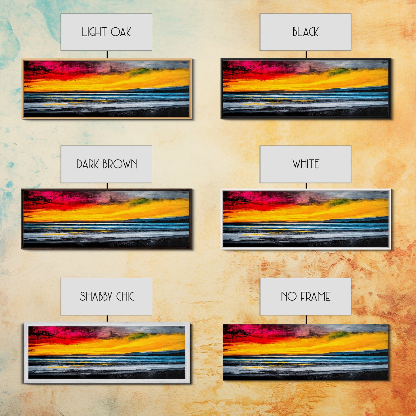 Sunset Seascape, Vibrant Horizon, Canvas Print, Ocean Wall Art, Coastal Home Decor, Modern Sunset Painting, Living Room Artwork