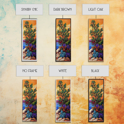 Sunset Tree, Wildflowers Desert, Canvas Print, Autumn sunset art, southwestern nature decor, boho fall home accent, canyon wall painting