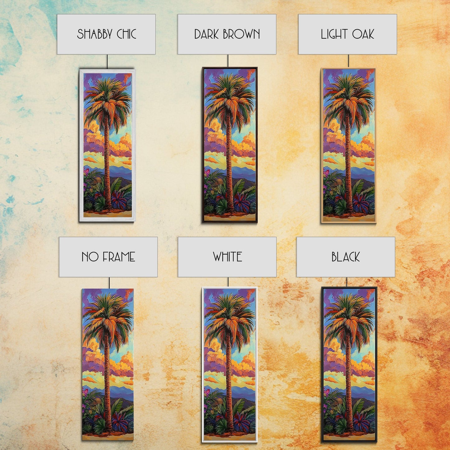 Palm, Tree, Sunset, Tropics - Canvas Print, Tropical Wall Decor, Vibrant Boho Art, Island Vibes, Living Room Accent, Palm Tree Painting