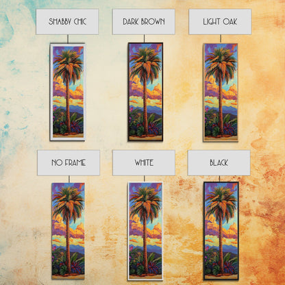 Palm, Tree, Sunset, Tropics - Canvas Print, Tropical Wall Decor, Vibrant Boho Art, Island Vibes, Living Room Accent, Palm Tree Painting