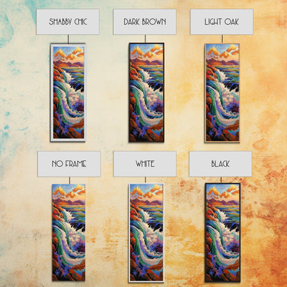 Waterfall River, Nature, Flow, Framed Canvas Print, Bold Landscape Wall Art, Nature Inspired Decor, Bathroom or Office Accent Art