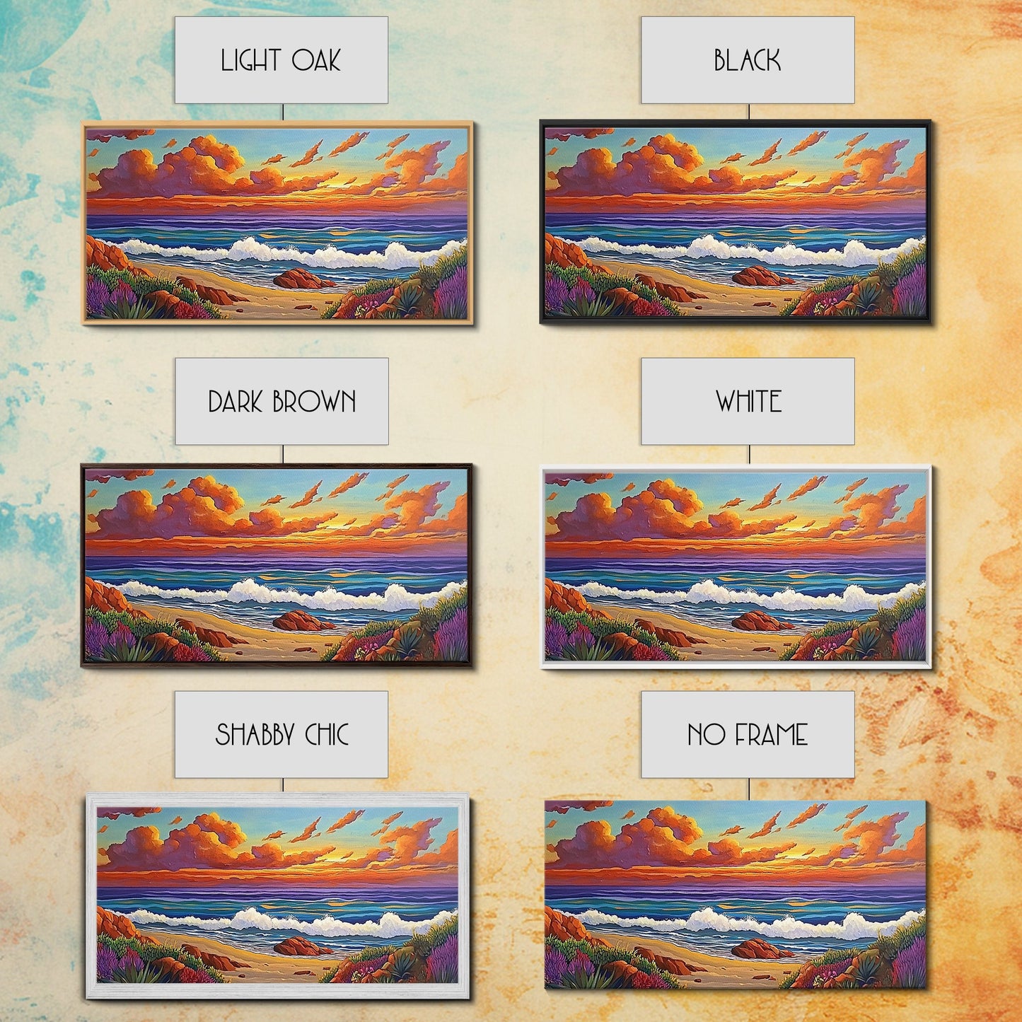 Beach Sunset, Waves, Pastel, Canvas Print, Seaside Landscape Art, Coastal Home Wall Decor, Serene Living Room Accent