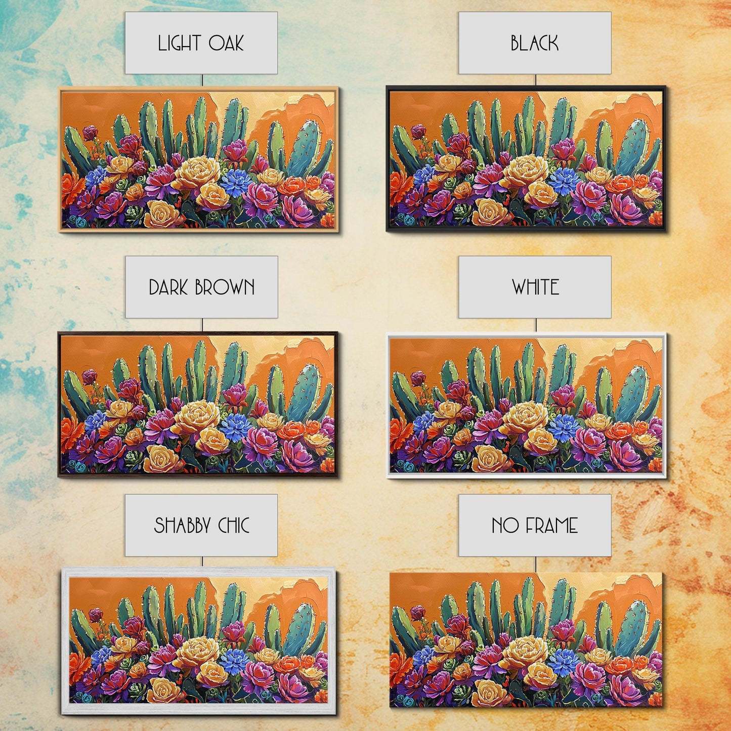 Cactus Flower, Bloom, Garden, Framed Canvas Print desert botanical artwork Kitchen Wall Art boho floral art vibrant home accent