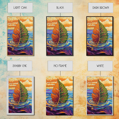 Autumn Leaf, Nature, Floating, Framed Canvas Print, floating leaf wall art, nature inspired canvas print, cozy Fall living room decor