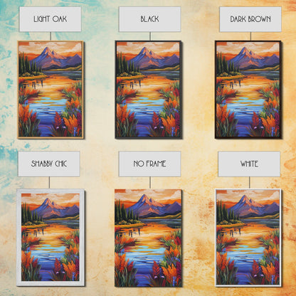 Mountain Autumn, River, Vibrant Reflection Canvas Print, Nature Wall Decor, Cabin or Lodge Living Room Art, Fall Landscape Style