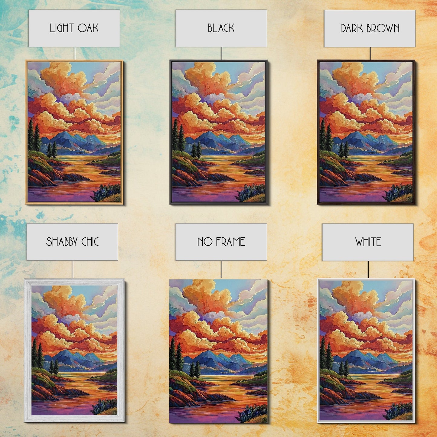 Mountains Lake, Sky Reflection, Canvas Print sunset mountain scene wall decor, serene nature landscape painting, Living Room Wall Art