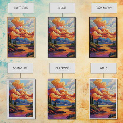 Mountains Lake, Sky Reflection, Canvas Print sunset mountain scene wall decor, serene nature landscape painting, Living Room Wall Art