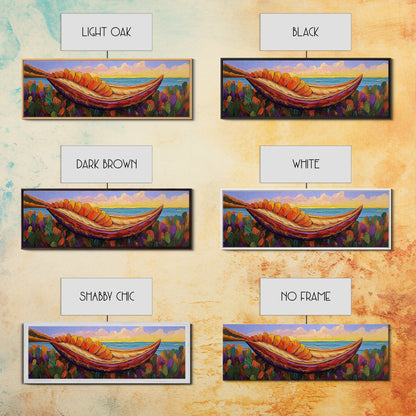 Vibrant Canoe Shell, Coastal Fantasy Art, Ocean Dreamscape, Framed Canvas Print, Tropical Wall Decor, Beach House Accent Piece