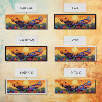 Abstract Bird, Flying Feathers, Bold Sunset, Canvas Print, Vibrant Boho Art, Living Room Statement Piece, Fall Color Palette