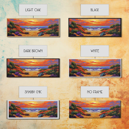 Autumn Sunset Path, Beach Trail Art, Vibrant Landscape, Framed Canvas Print, Fall Home Decor, Coastal Living Room Wall Art, Boho Art