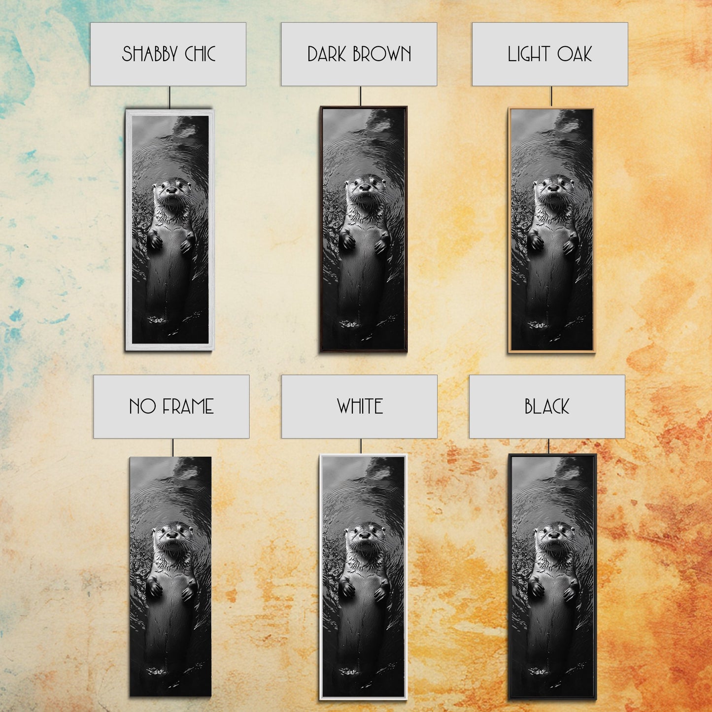 Cute Otter, Wildlife Charm, Animal Portrait, Black White Art, Canvas Print, Kids Room Wall Art, Woodland Nursery, Nature Lover Gift