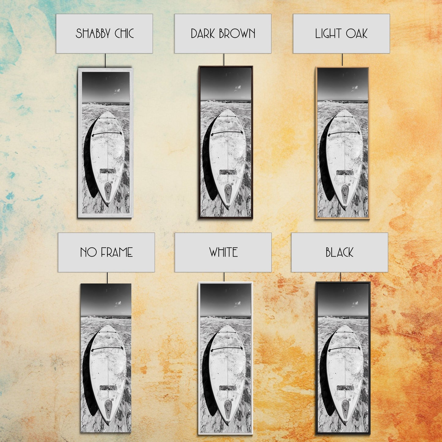 Surfboard On Shore, Beach Lifestyle Decor, Minimal Seascape, Framed Canvas Print, Nautical Bathroom Wall Art, Modern Coastal Vibe