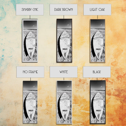 Surfboard On Shore, Beach Lifestyle Decor, Minimal Seascape, Framed Canvas Print, Nautical Bathroom Wall Art, Modern Coastal Vibe