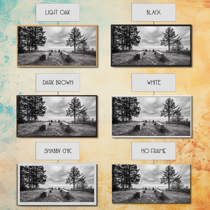 Coastal Graveyard, Moody Seascape, Quiet Reflection Scene, Framed Canvas Print, Gothic Office or Haunted Fall Wall Art Decor, Hallway Wall Art