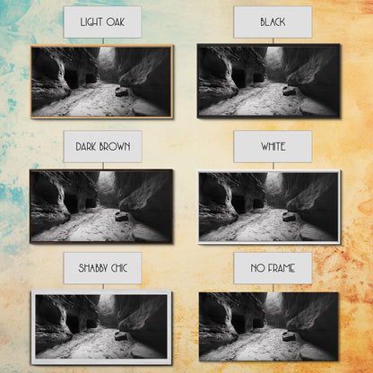 Sandstone Canyon Light, Desert Rock Passage, Dramatic Cliff Scene, Framed Canvas Print, Adventure Art, Hallway or Den Wall Decor