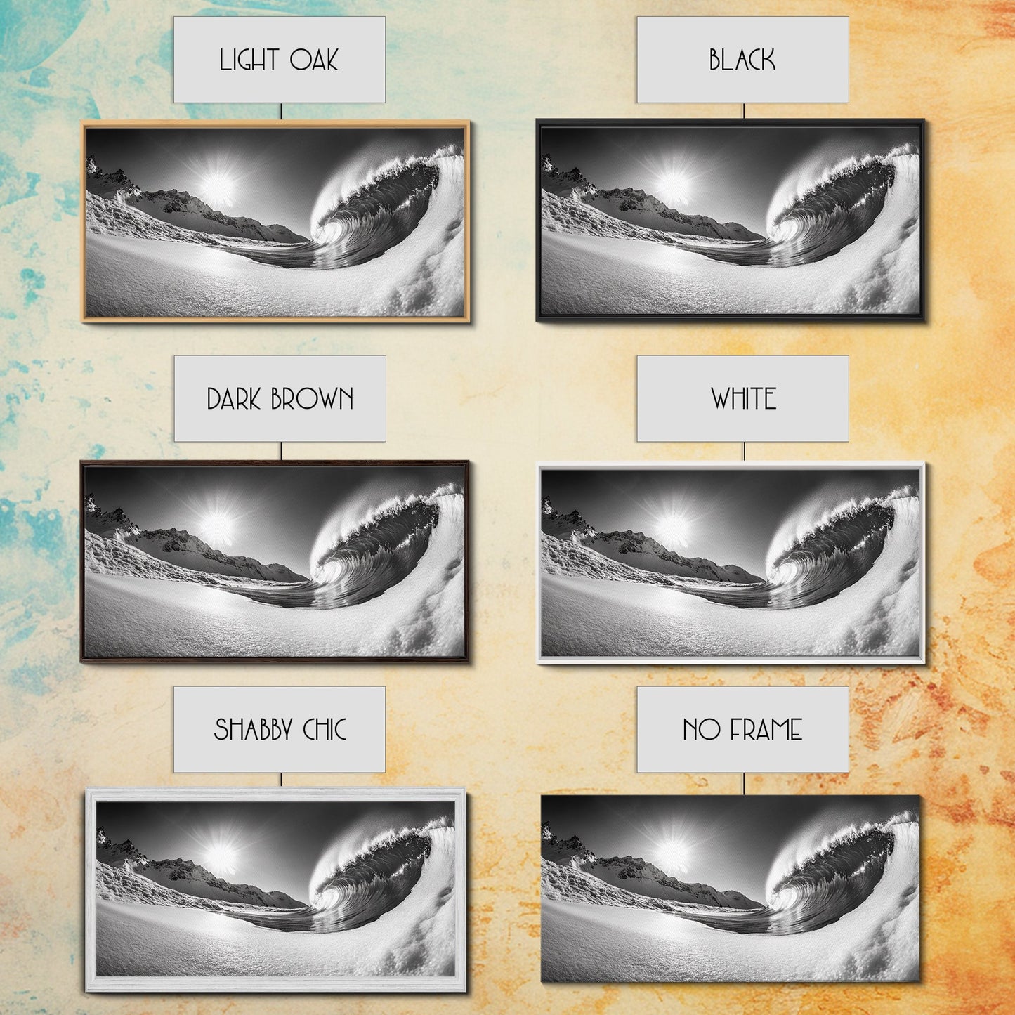 Arctic Wave Motion, Snowy Surf Curl, Mountain Sun Scene, Nature Energy Art, Canvas Print, Living Room Wall Art, Winter Adventure Decor