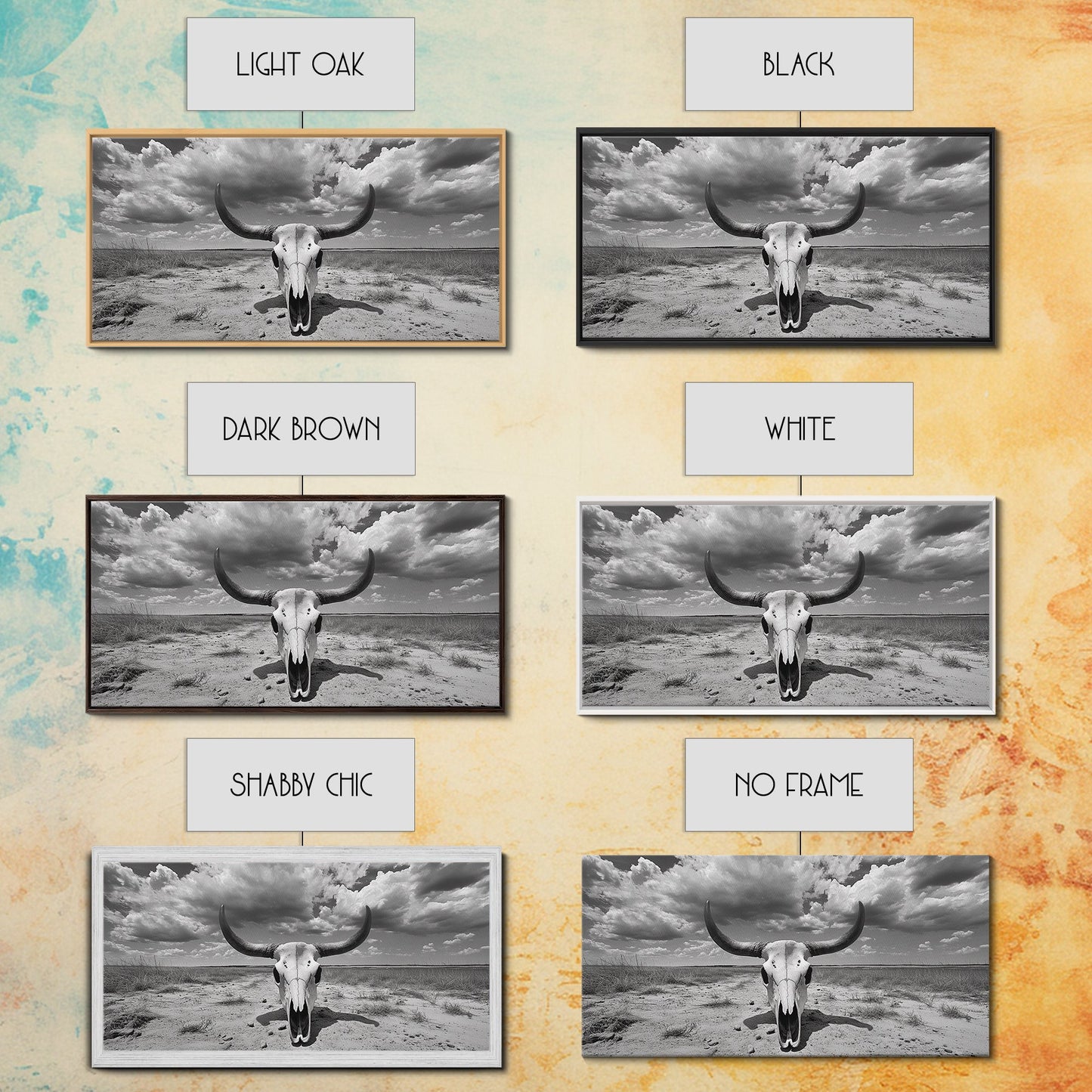 Cow Skull, Desert Bones, Wild West Skull, Country Vibe Decor, Canvas Print, Western Wall Art, Rustic Bedroom or Hallway Accent